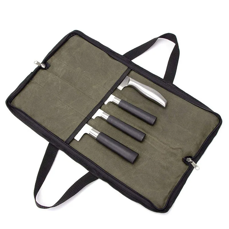 Knife Storage Bag Canvas Chef Knife Bag Portable Outdoor Picnic Tool Bag