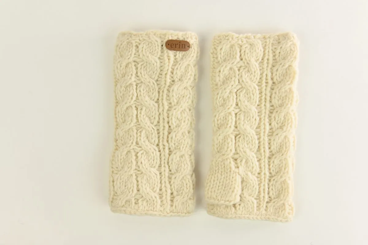 Knit Hand Warmers - White