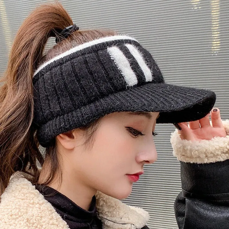 Knitted Open-top Outdoor Sports Winter Visor Hats