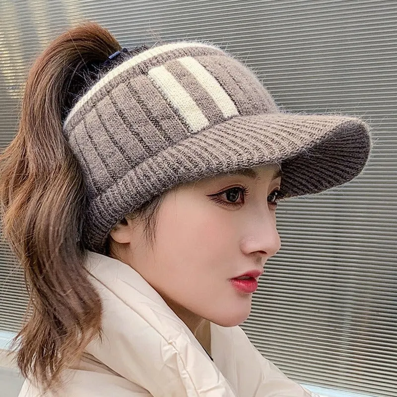 Knitted Open-top Outdoor Sports Winter Visor Hats
