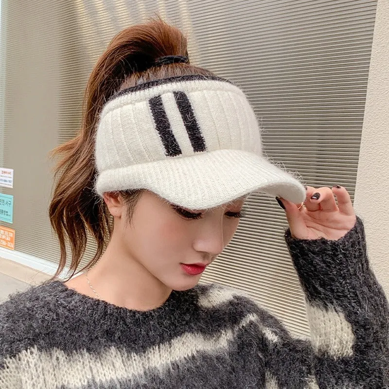 Knitted Open-top Outdoor Sports Winter Visor Hats