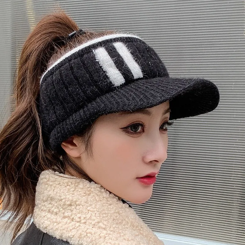 Knitted Open-top Outdoor Sports Winter Visor Hats