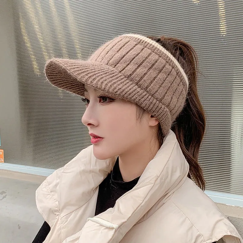 Knitted Open-top Outdoor Sports Winter Visor Hats
