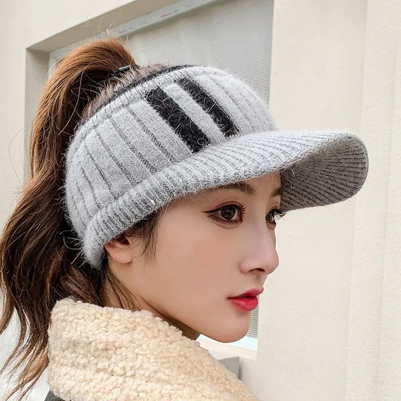 Knitted Open-top Outdoor Sports Winter Visor Hats