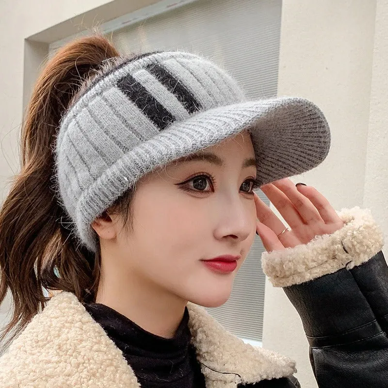 Knitted Open-top Outdoor Sports Winter Visor Hats