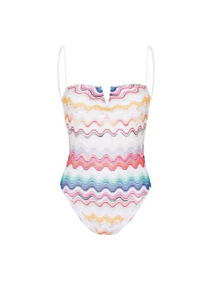 Knitted-Overlay Swimsuit