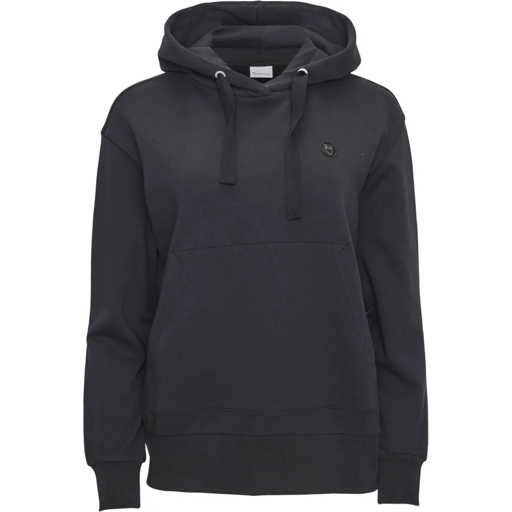 Knowledge Cotton Apparel Women&#x27;s Daphne Basic Badge Hoodie Black Jet | Buy Knowledge Cotton Apparel Women&#x27;s Daphne Basic Badge Hoodie Black Jet here | Outnorth