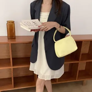 [Korean Style] 2 Colors Loose Fit Single Breasted Short Sleeve Blazer