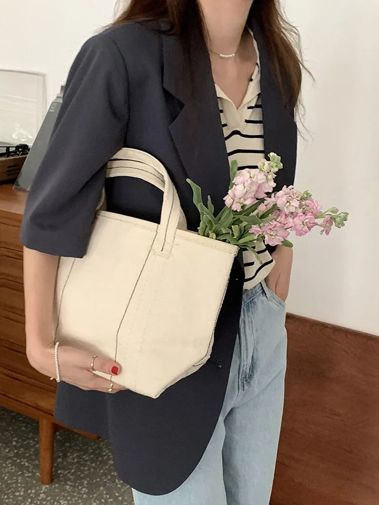 [Korean Style] 2 Colors Loose Fit Single Breasted Short Sleeve Blazer