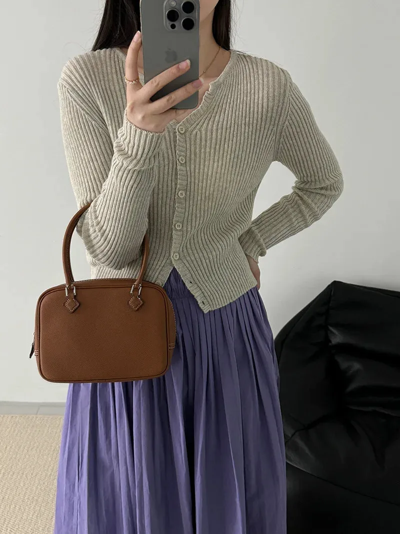 [Korean Style] 4 Colors V-Neck Long Sleeve Fine Knit Cardigan