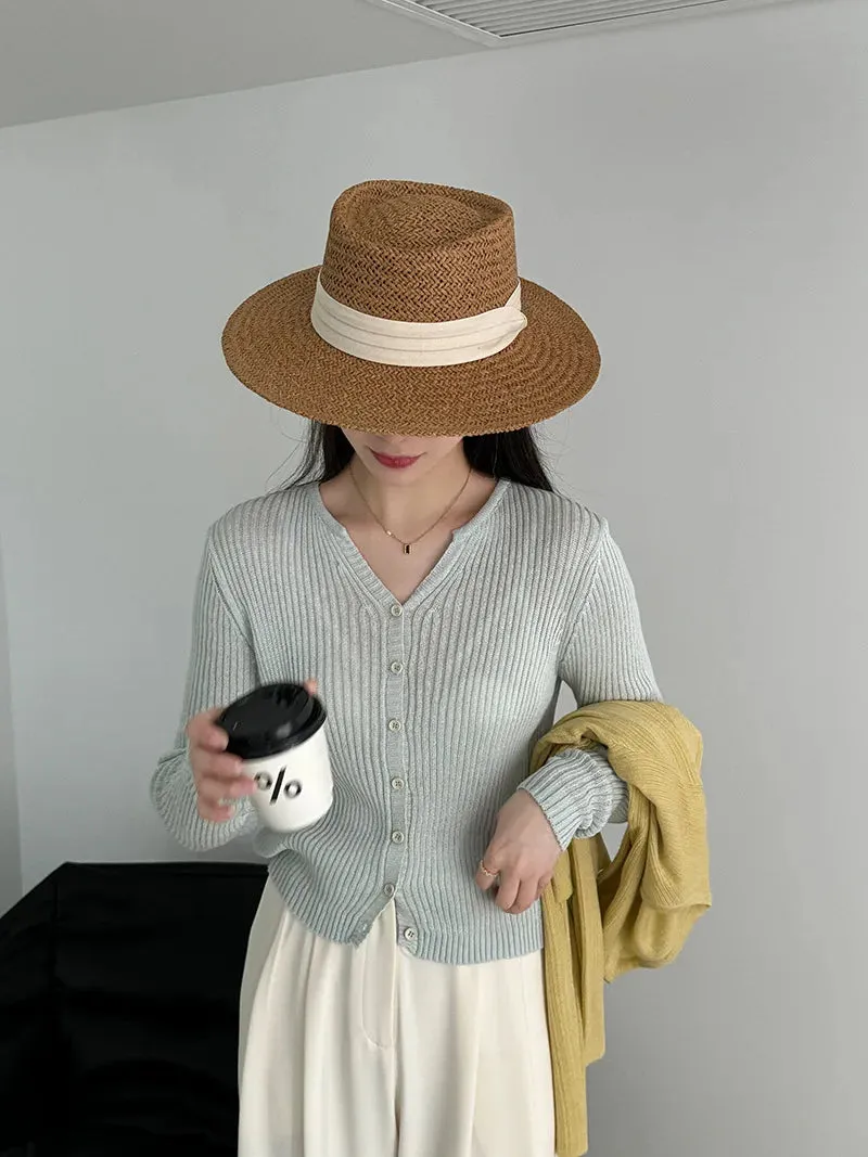 [Korean Style] 4 Colors V-Neck Long Sleeve Fine Knit Cardigan