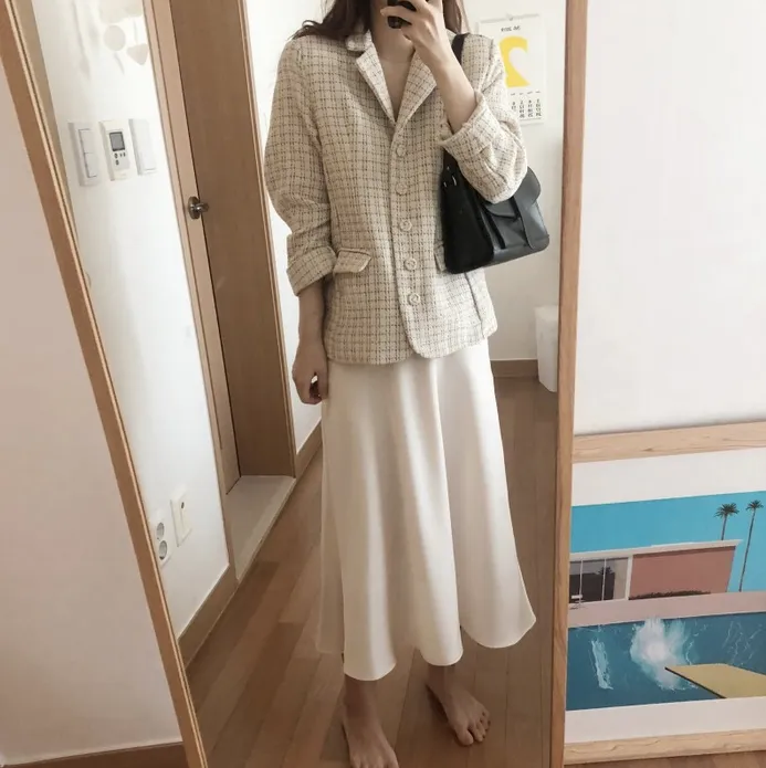 [Korean Style] Chloe Vintage Single Breasted Pattern Blazer