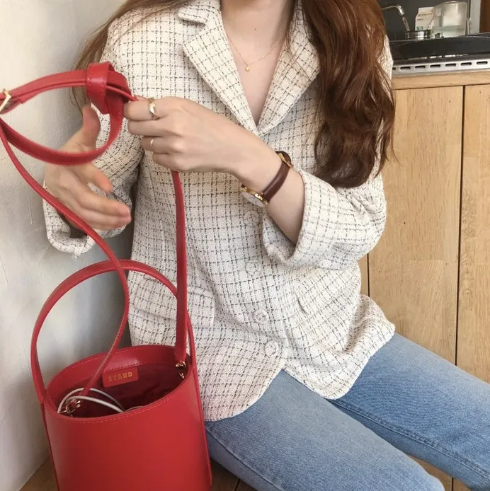 [Korean Style] Chloe Vintage Single Breasted Pattern Blazer