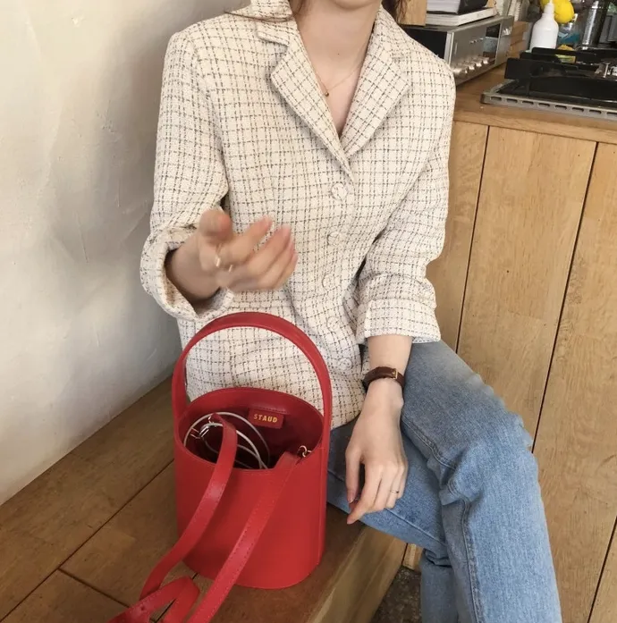 [Korean Style] Chloe Vintage Single Breasted Pattern Blazer