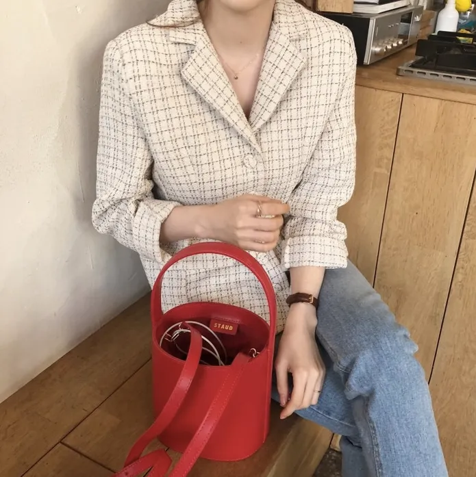 [Korean Style] Chloe Vintage Single Breasted Pattern Blazer