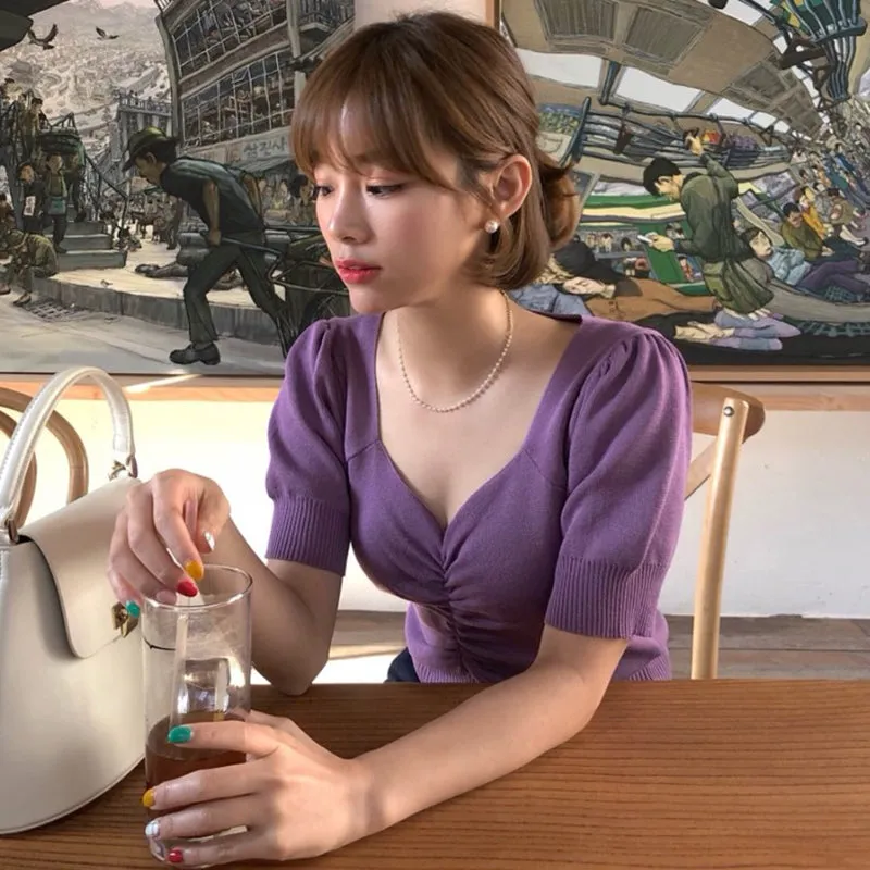 [Korean Style] Colette Puff Sleeve Knit Top