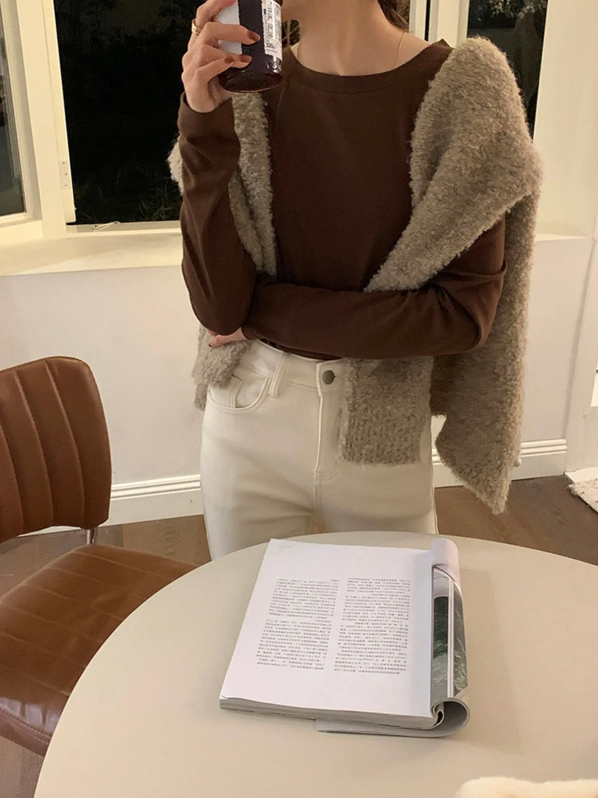 [Korean Style]  Solid Color Slim Fit Long Sleeve Turtleneck Crew Neck Top