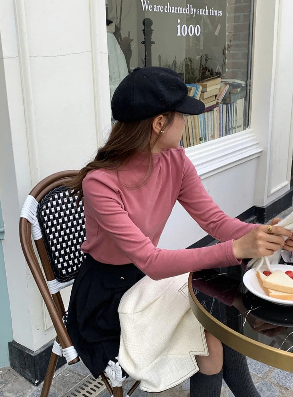 [Korean Style]  Solid Color Slim Fit Long Sleeve Turtleneck Crew Neck Top
