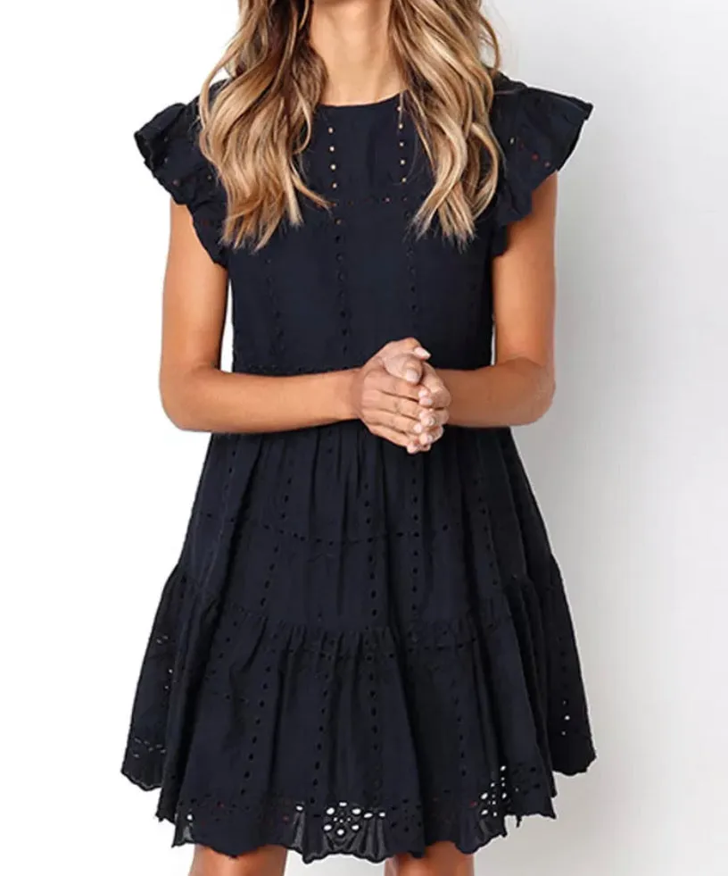 Kris in Eyelet A-Line Dress