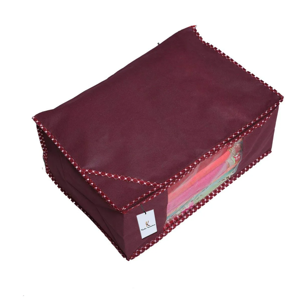 Kuber Industries 9 Pieces Non Woven Saree Cover Set, Maroon (90 GSM Fabric)