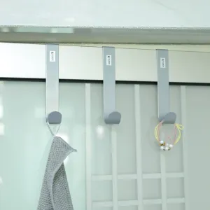 Kuber Industries Cloth Hanger|Wall Mounted Towel Hanger|Multipurpose Cloth & Towel Holder|Iron Spray Material|Easy Installation|Interchangeable Over The Door Hook|ZT-3042(S)|Pack of 3|Silver