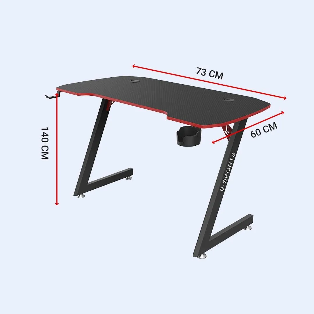 Kuber Industries Ergonomic Table for Work, Study & Games with Earphone Hook & Cup Holder | Portable Standing Gaming Desk & Laptop Tables for Work from Home & Office | KZ1400BLKSH-Black