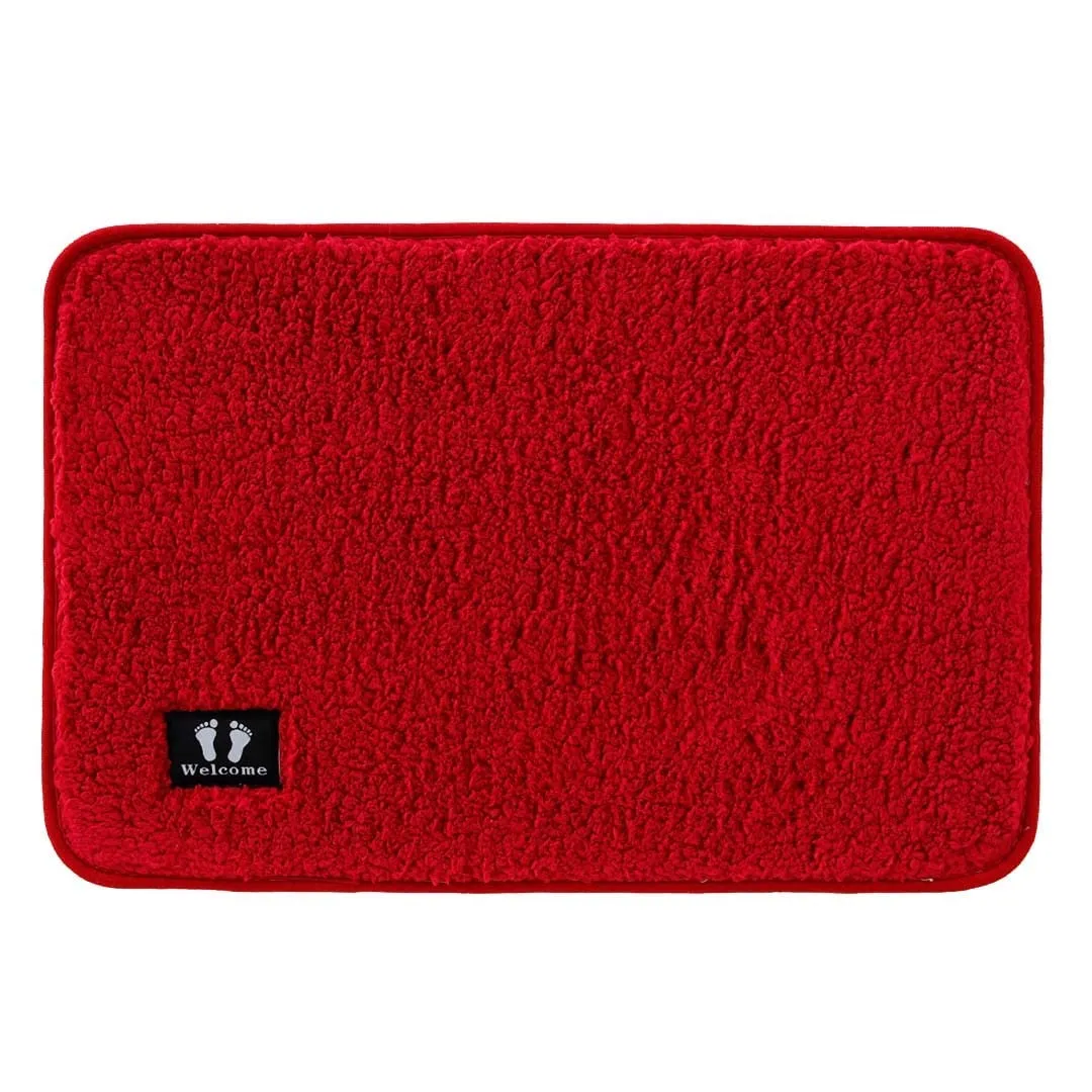Kuber Industries Floor |Stylish Door Mat|Durable & Easy to Maintain|Multi-Utility Floor for Living Room,Bedroom,Bathroom,Kitchen,Entrances|40 x 60 cm,Red, Pack of 4