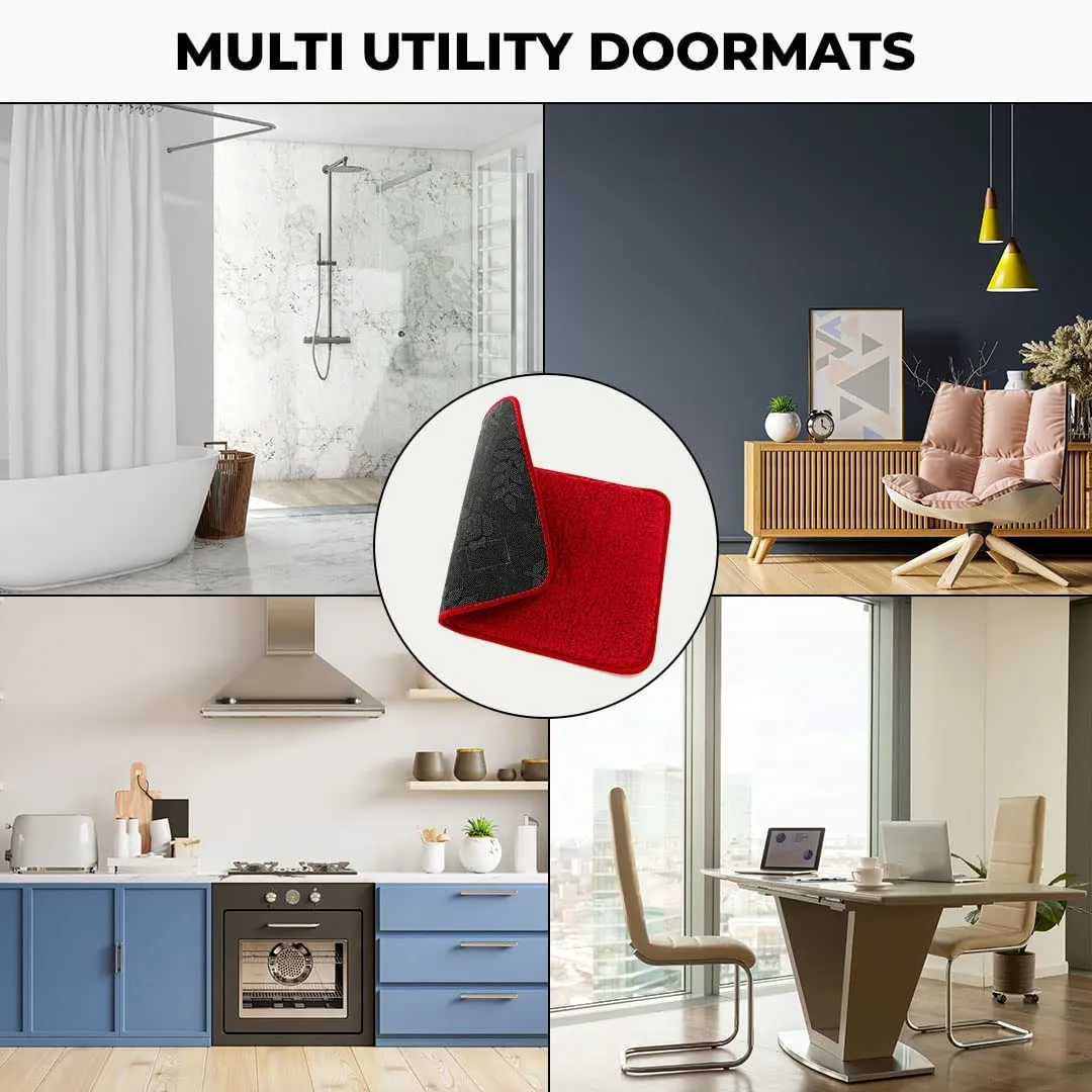 Kuber Industries Floor |Stylish Door Mat|Durable & Easy to Maintain|Multi-Utility Floor for Living Room,Bedroom,Bathroom,Kitchen,Entrances|40 x 60 cm,Red, Pack of 4