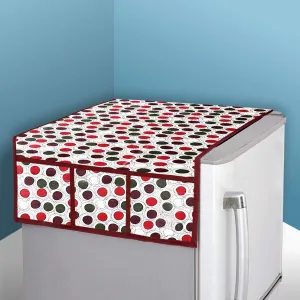 Kuber Industries Fridge Top Cover | Fridge Top Cover with Pockets | Refrigerator Top Cover for Kitchen | Fridge Top Cover with 6 Utility Pockets | Dot Fridge Top Cover | Multicolor