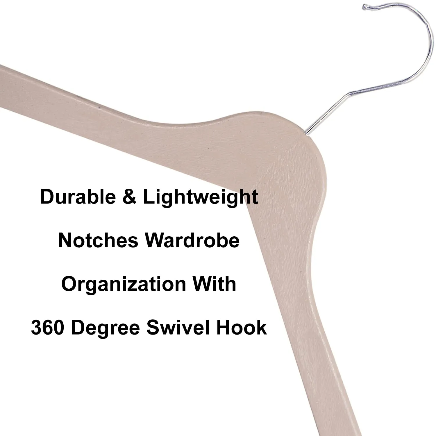 Kuber Industries Hanger|Durable & Lightweight Coat and Clothes Hangers|Notches Wardrobe Organization with 360 Degree Swivel Hook|Pack of 9 (Cream)