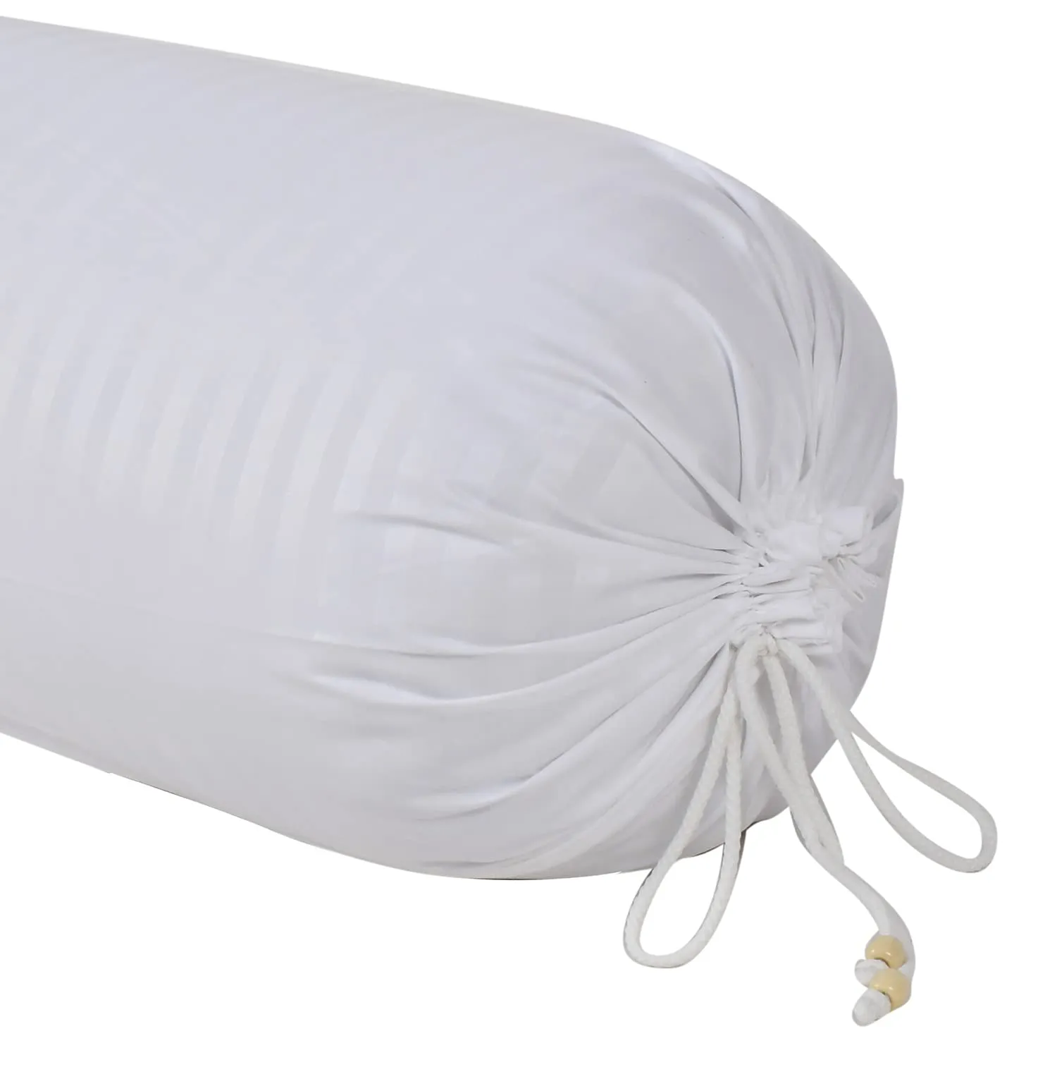Kuber Industries Linning Design Cotton Bolster Cover- Set of 2, 16"x32" (White)-44KM0165