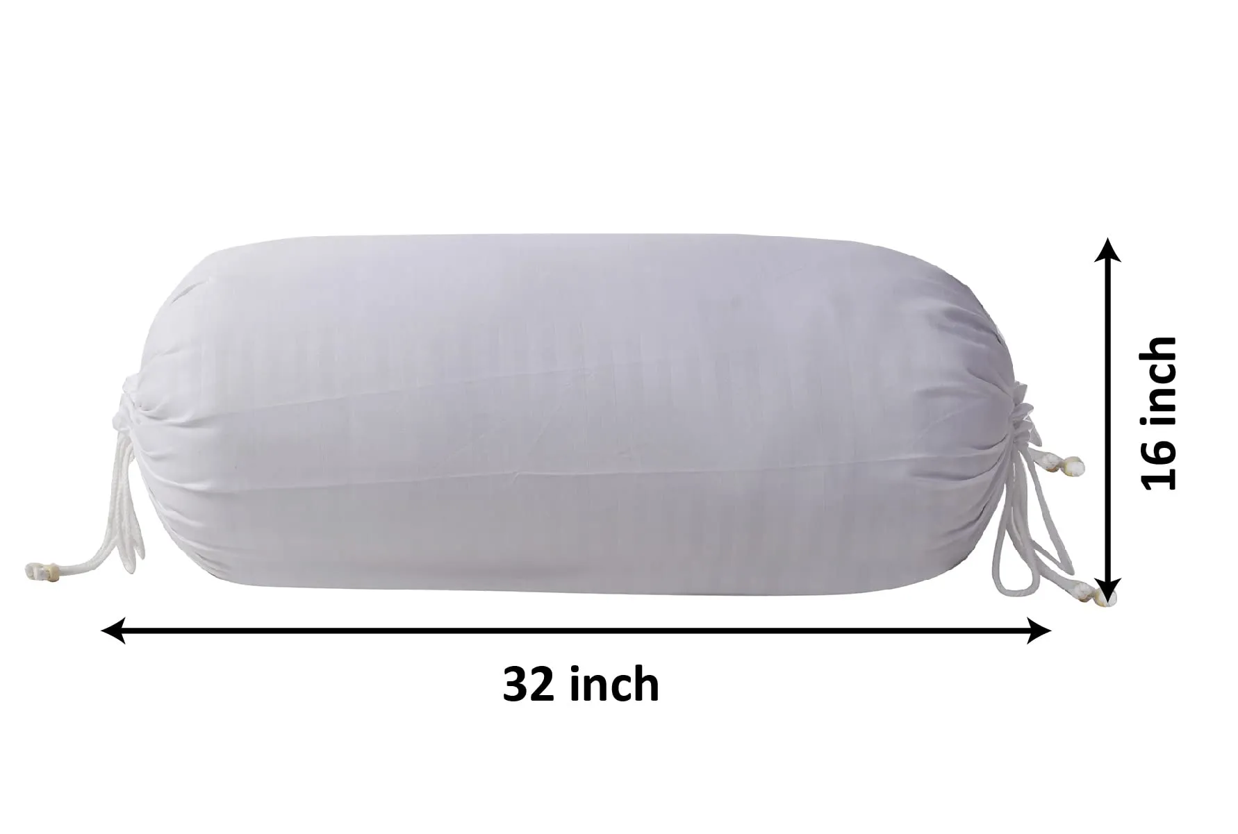 Kuber Industries Linning Design Cotton Bolster Cover- Set of 2, 16"x32" (White)-44KM0165