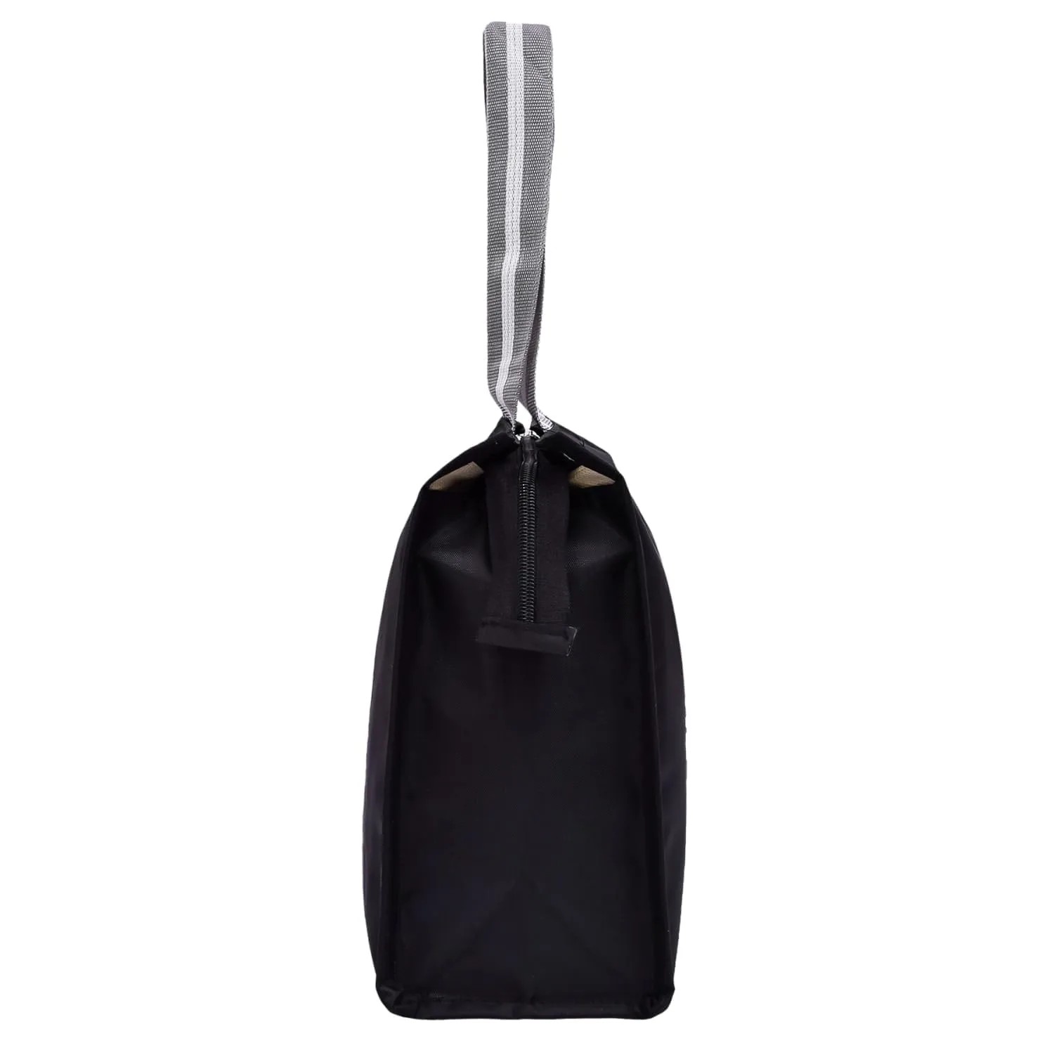 Kuber Industries Lunch Bag | Parachute Lunch Bag | Lunch Bag for Office | Lunch Bag for College | Lunch Bag for Adults | Zipper Lunch Bag with Handle | The Lunch Bag | Black