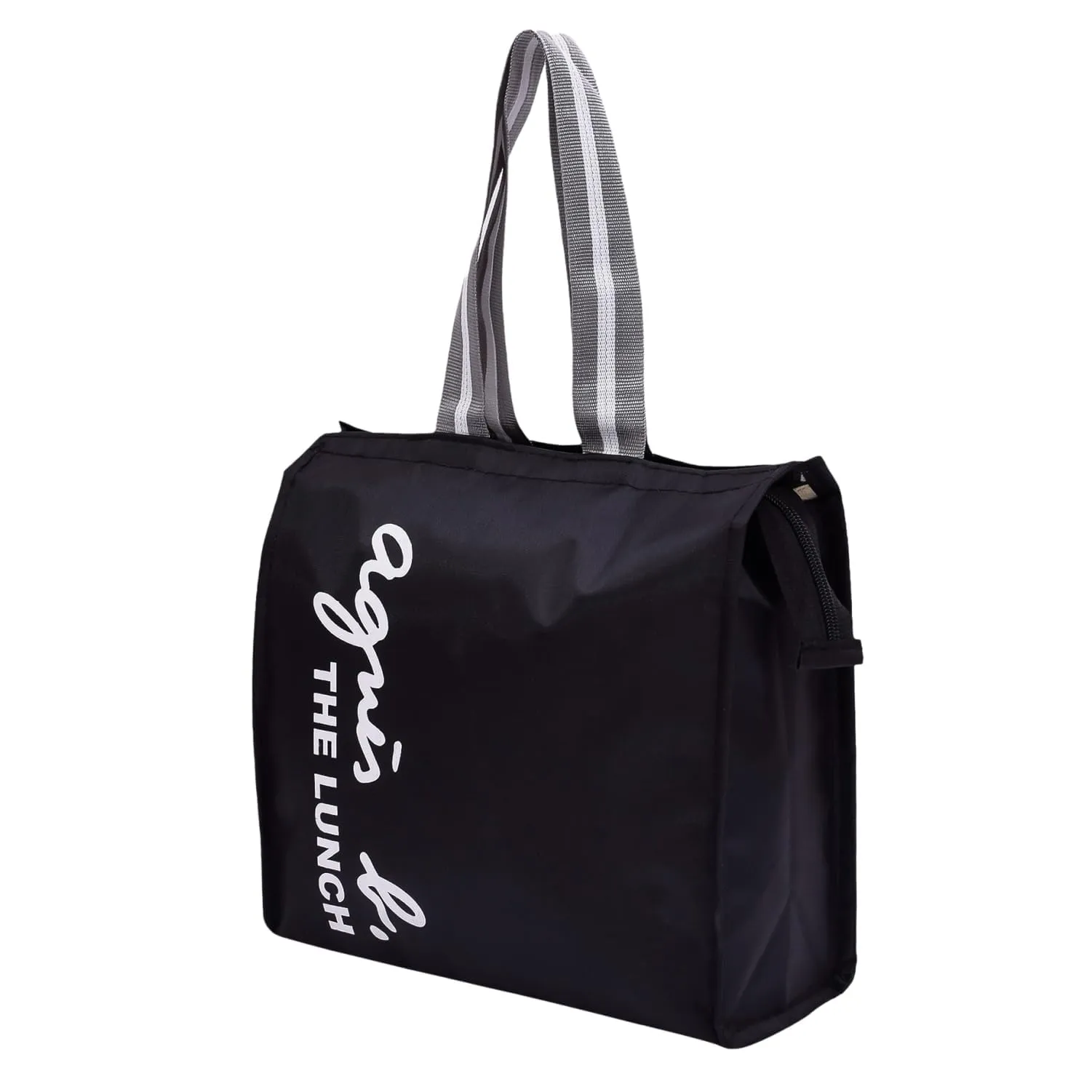 Kuber Industries Lunch Bag | Parachute Lunch Bag | Lunch Bag for Office | Lunch Bag for College | Lunch Bag for Adults | Zipper Lunch Bag with Handle | The Lunch Bag | Black