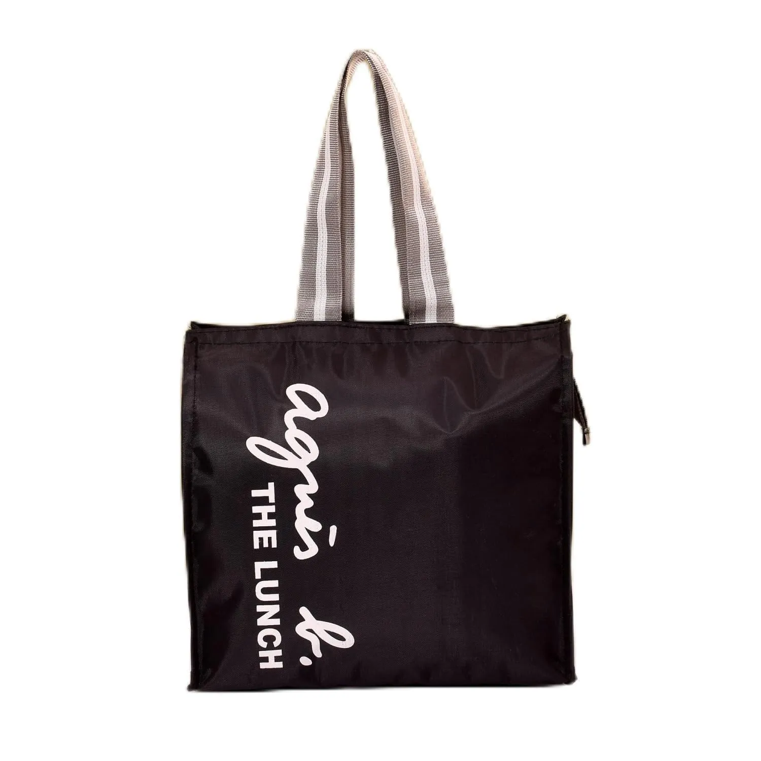 Kuber Industries Lunch Bag | Parachute Lunch Bag | Lunch Bag for Office | Lunch Bag for College | Lunch Bag for Adults | Zipper Lunch Bag with Handle | The Lunch Bag | Black