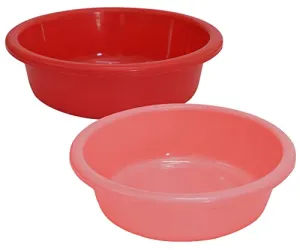 Kuber Industries Multiuses Unbreakable Plastic Knead Dough Basket/Basin Bowl For Home & Kitchen 6 Ltr- Pack of 2 (Red & Light Pink)
