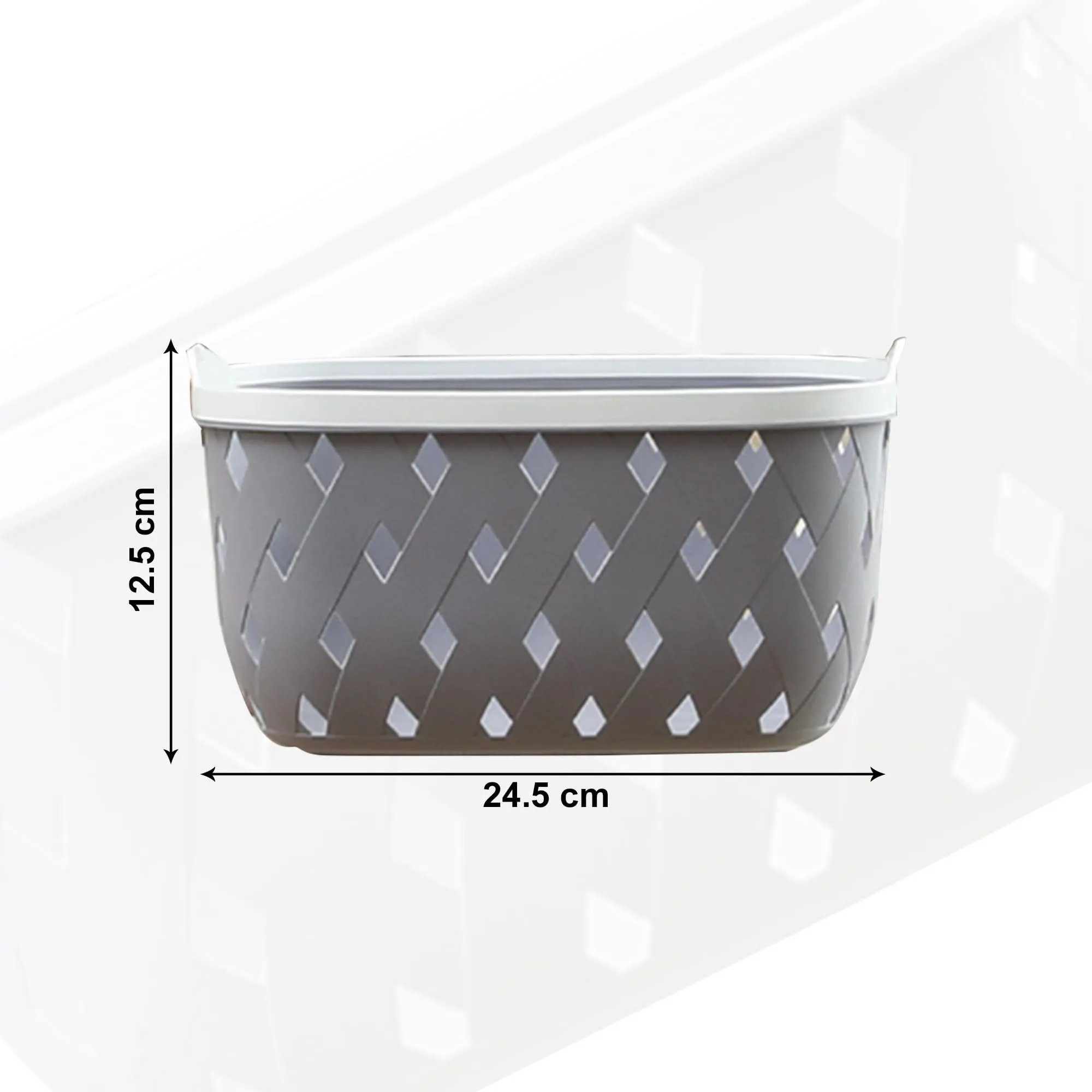 Kuber Industries Pack of 2 Multipurpose Storage Basket | Rhombic | Bathroom Kitchen Dressing table |Toiletry Organizer Bin for Holding Soap, Shampoo,Cosmetics | MC2436 | Light Grey, Orange |