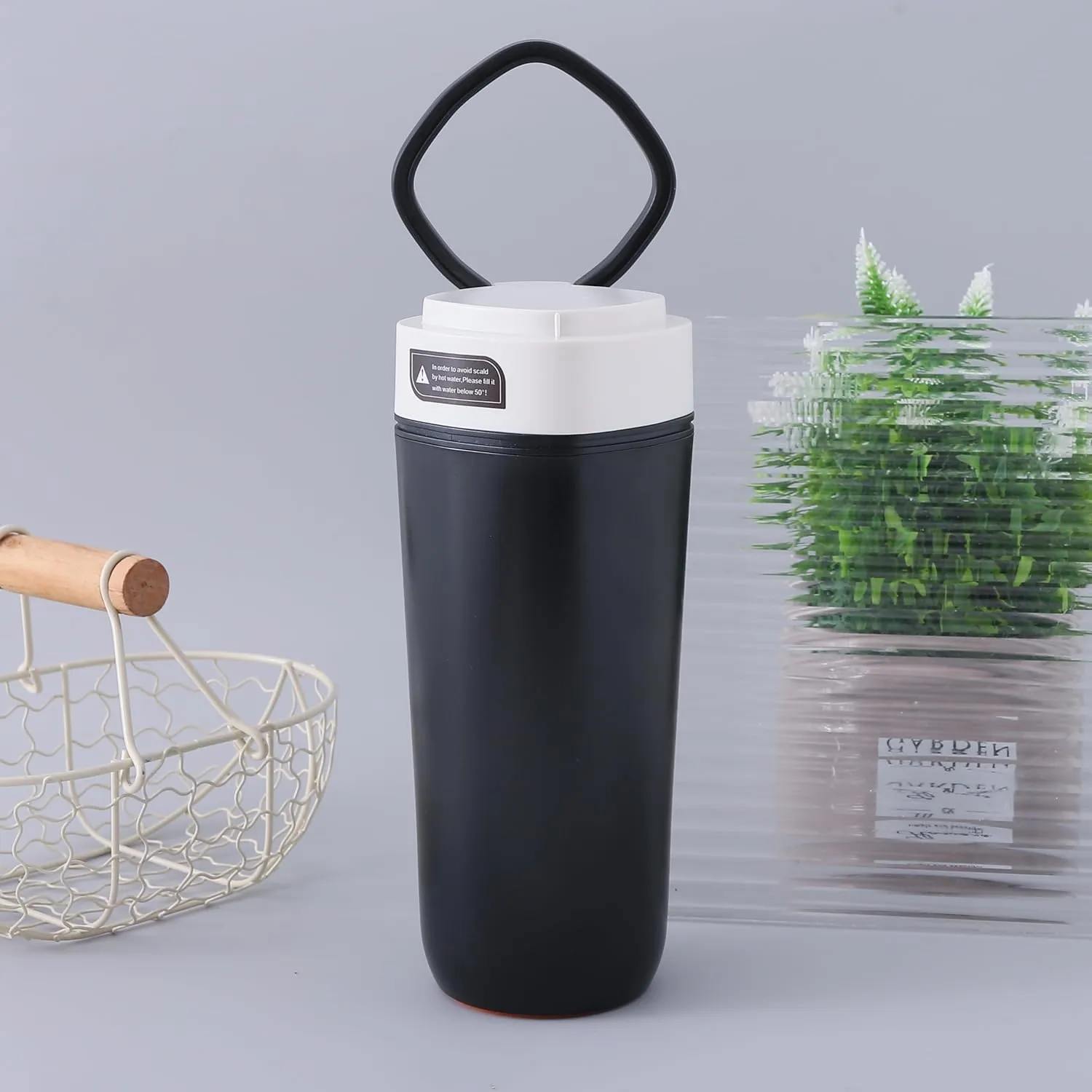 Kuber Industries Pack of 4 Anti-Fall Insulated Coffee Tumbler with Suction Bottom | Leak-Proof Stainless Steel Tumbler | Coffee Tumbler with Lid and Handle | 480 ML | Black