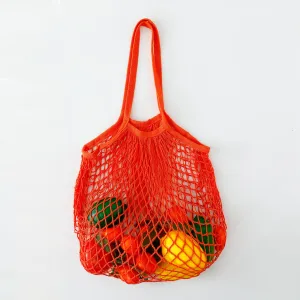 Kuber Industries Pack of 5 Grocery Bags | Reusable Storage Bags | Cotton Net Mesh Bags | Ideal for Vegetables & Fruits | Market Bag | Portable Shopping Bag | Handbags for Storage | CMG005-ORG | Orange