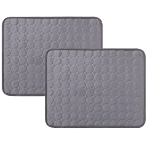 Kuber Industries Rectangular Dog & Cat Bed|Premium Cool Ice Silk Polyester With Bottom Mesh|Multi-Utility Self-Cooling Pad For Dog & Cat|Light-weight & Durable Dog Bed|ZQCJ001DG-L|Dark Grey(Pack Of 2)