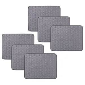 Kuber Industries Rectangular Dog & Cat Bed|Premium Cool Ice Silk Polyester With Bottom Mesh|Multi-Utility Self-Cooling Pad For Dog & Cat|Light-weight & Durable Dog Bed|ZQCJ001DG-M|Dark Grey(Pack Of 6)