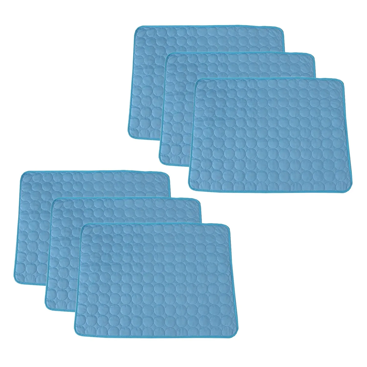 Kuber Industries Rectangular Dog & Cat Bed|Premium Cool Ice Silk with Polyester With Bottom Mesh|Multi-Utility Self-Cooling Pad For Dog & Cat|Light-weight & Durable Dog Bed|ZQCJ001B-M|Blue (Pack Of 6)