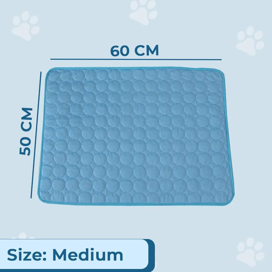 Kuber Industries Rectangular Dog & Cat Bed|Premium Cool Ice Silk with Polyester With Bottom Mesh|Multi-Utility Self-Cooling Pad For Dog & Cat|Light-weight & Durable Dog Bed|ZQCJ001B-M|Blue (Pack Of 6)