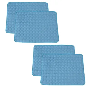Kuber Industries Rectangular Dog & Cat Bed|Premium Cool Ice Silk with Polyester With Bottom Mesh|Multi-Utility Self-Cooling Pad For Dog & Cat|Light-weight & Durable Dog Bed|ZQCJ001B-S|Blue (Pack Of 4)