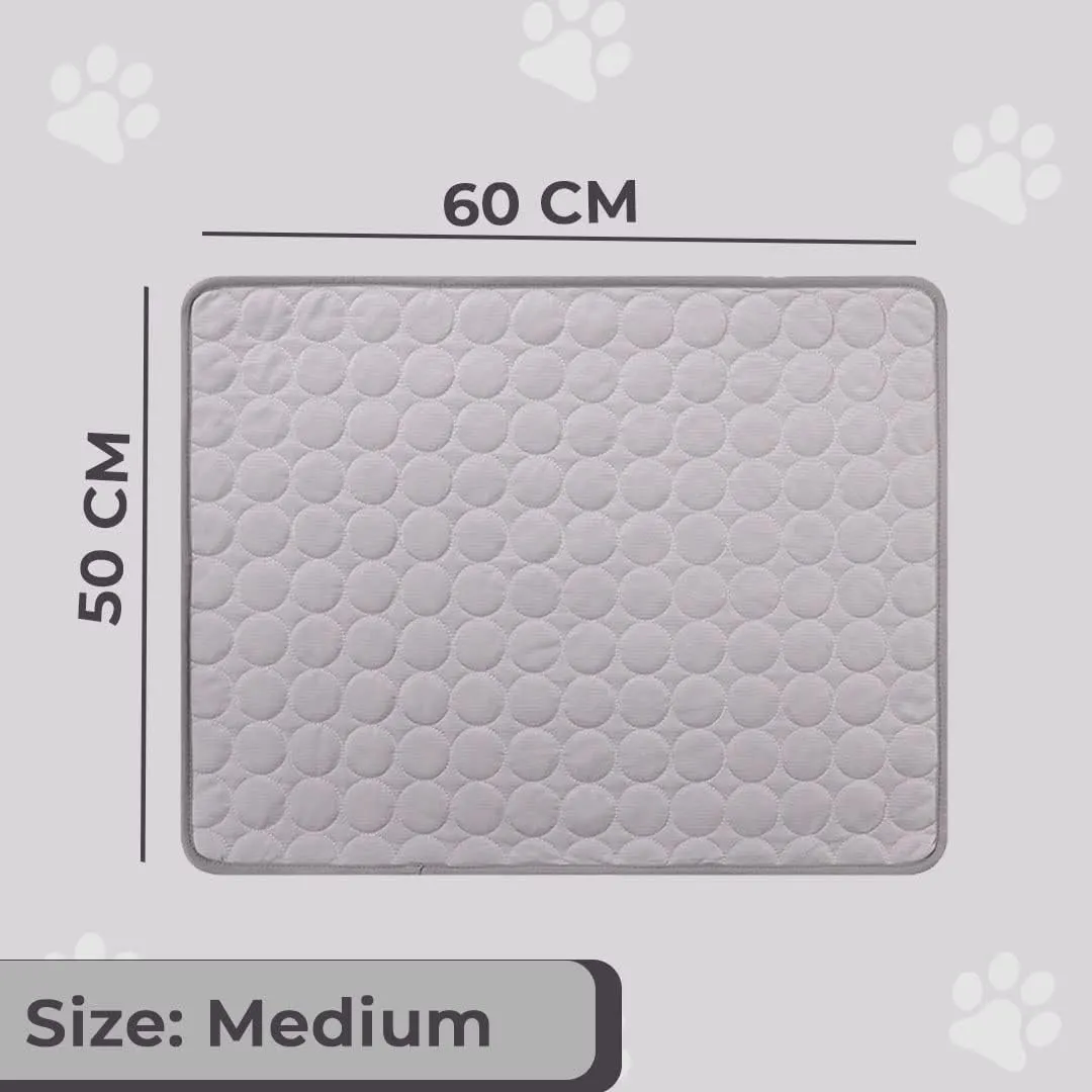 Kuber Industries Rectangular Dog & Cat Bed|Premium Cool Ice Silk with Polyester With Bottom Mesh|Multi-Utility Self-Cooling Pad For Dog & Cat|Light-weight & Durable Dog Bed|ZQCJ001G-M|Grey (Pack Of 3)