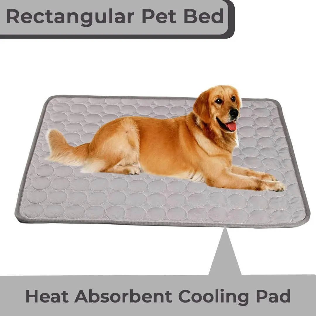 Kuber Industries Rectangular Dog & Cat Bed|Premium Cool Ice Silk with Polyester With Bottom Mesh|Multi-Utility Self-Cooling Pad For Dog & Cat|Light-weight & Durable Dog Bed|ZQCJ001G-S|Grey (Pack Of 3)
