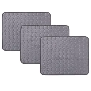 Kuber Industries Rectangular Dog & Cat Bed|Premium Cool Ice Silk with Polyester With Bottom Mesh|Multi-Utility Self-Cooling Pad For Dog & Cat|Light-weight & Durable Dog Bed|ZQCJ001G-XS|Grey(Pack Of 3)
