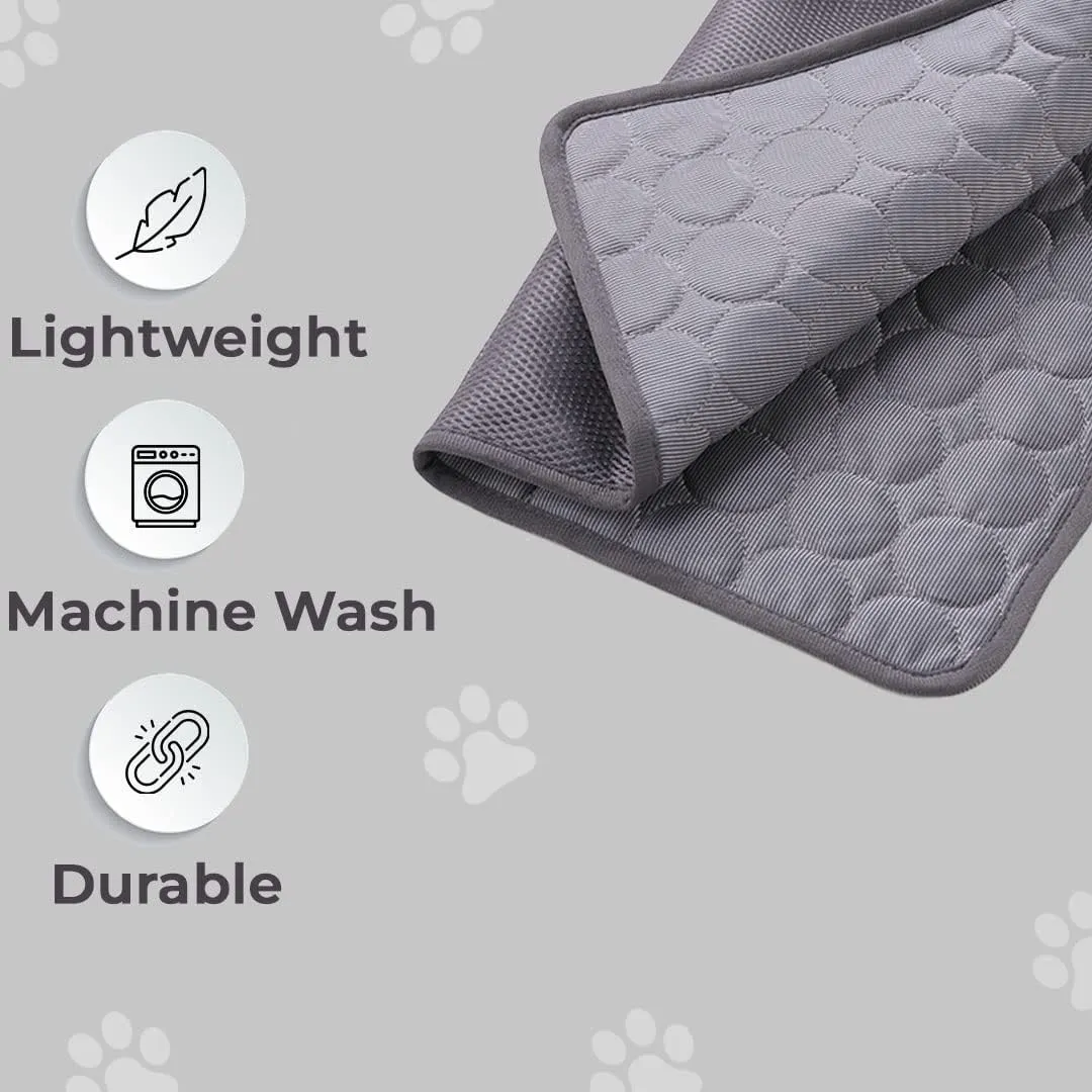 Kuber Industries Rectangular Dog & Cat Bed|Premium Cool Ice Silk with Polyester With Bottom Mesh|Multi-Utility Self-Cooling Pad For Dog & Cat|Light-weight & Durable Dog Bed|ZQCJ001G-XS|Grey(Pack Of 6)