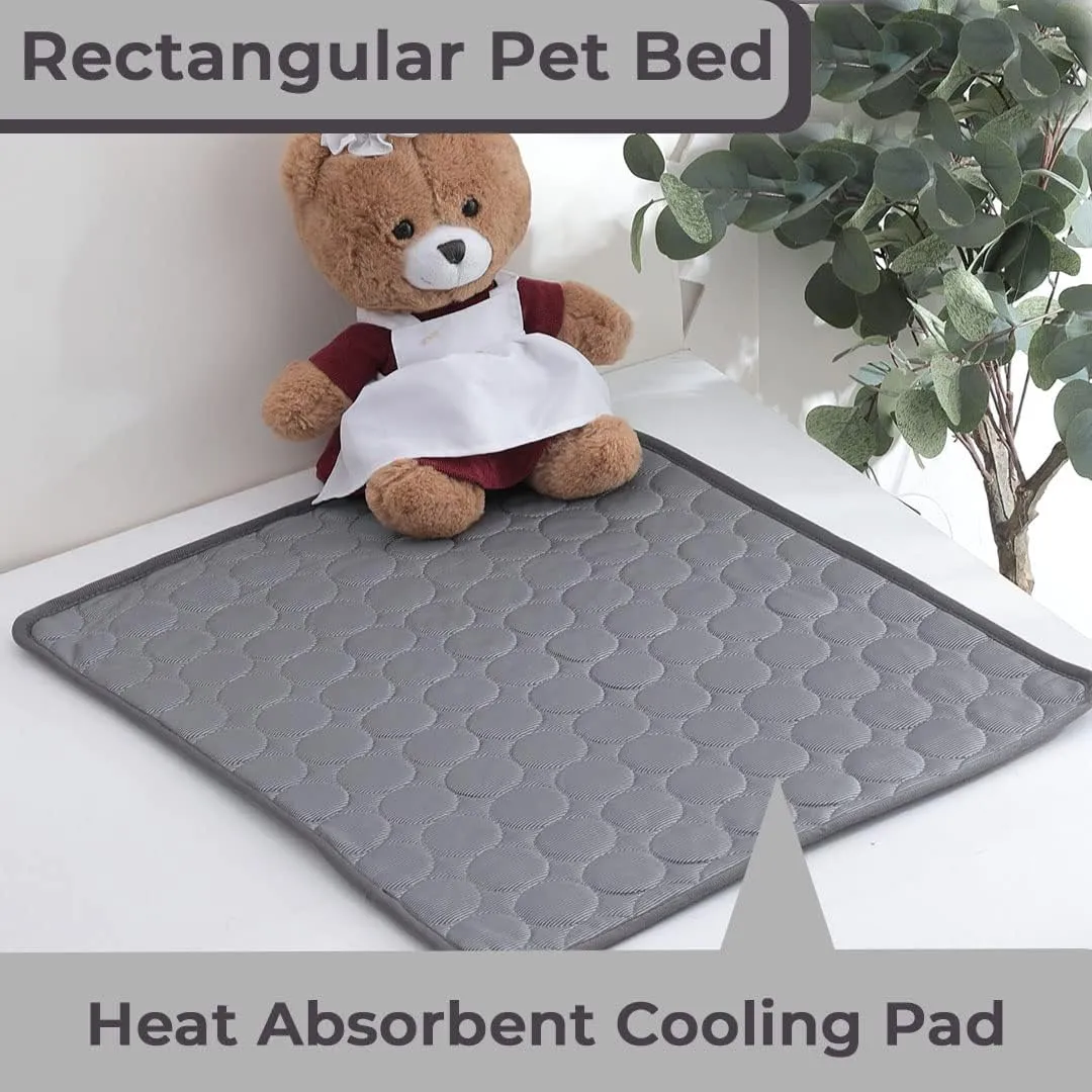 Kuber Industries Rectangular Dog & Cat Bed|Premium Cool Ice Silk with Polyester With Bottom Mesh|Multi-Utility Self-Cooling Pad For Dog & Cat|Light-weight & Durable Dog Bed|ZQCJ001G-XS|Grey(Pack Of 6)