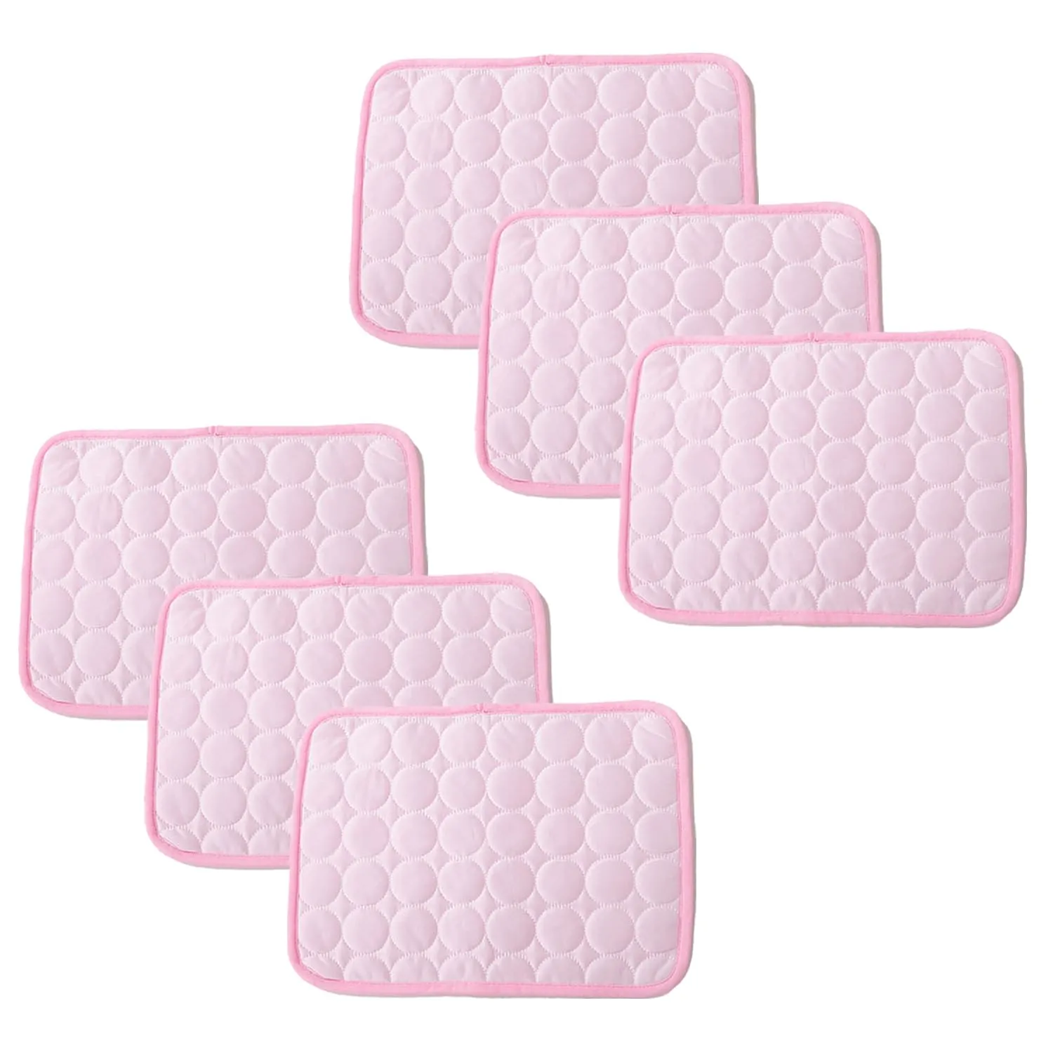 Kuber Industries Rectangular Dog & Cat Bed|Premium Cool Ice Silk with Polyester With Bottom Mesh|Multi-Utility Self-Cooling Pad For Dog & Cat|Light-weight & Durable Dog Bed|ZQCJ001P-L|Pink (Pack Of 6)